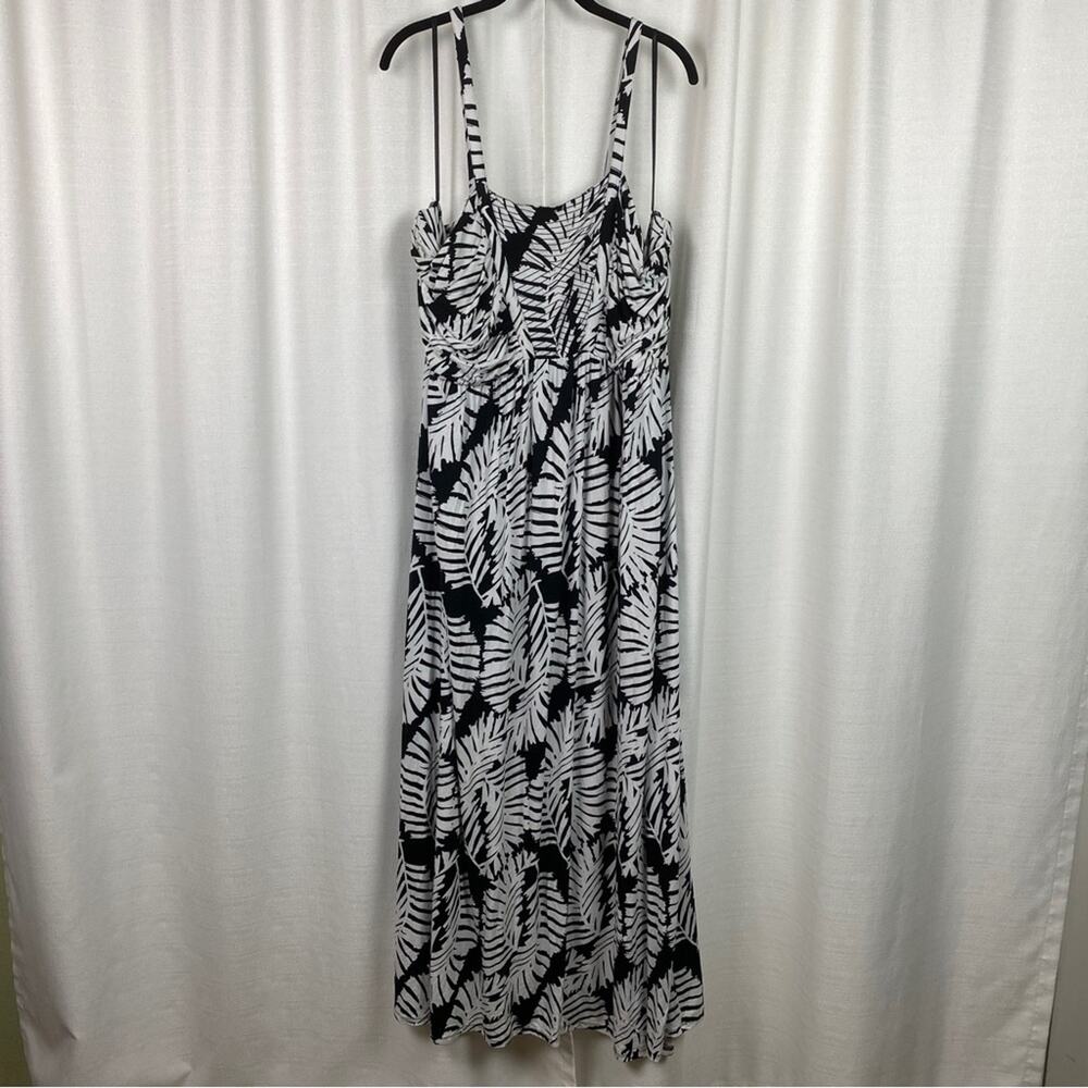 Lane Bryant Black&White Palm Print Knit Maxi Dress Sz.26/28